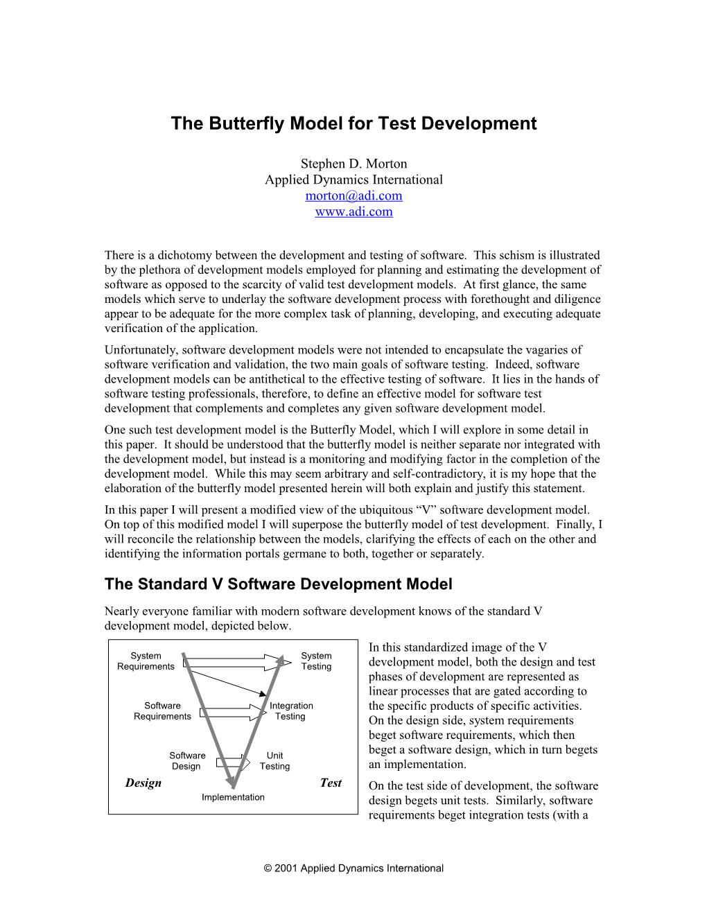 The Butterfly Model for Test Development