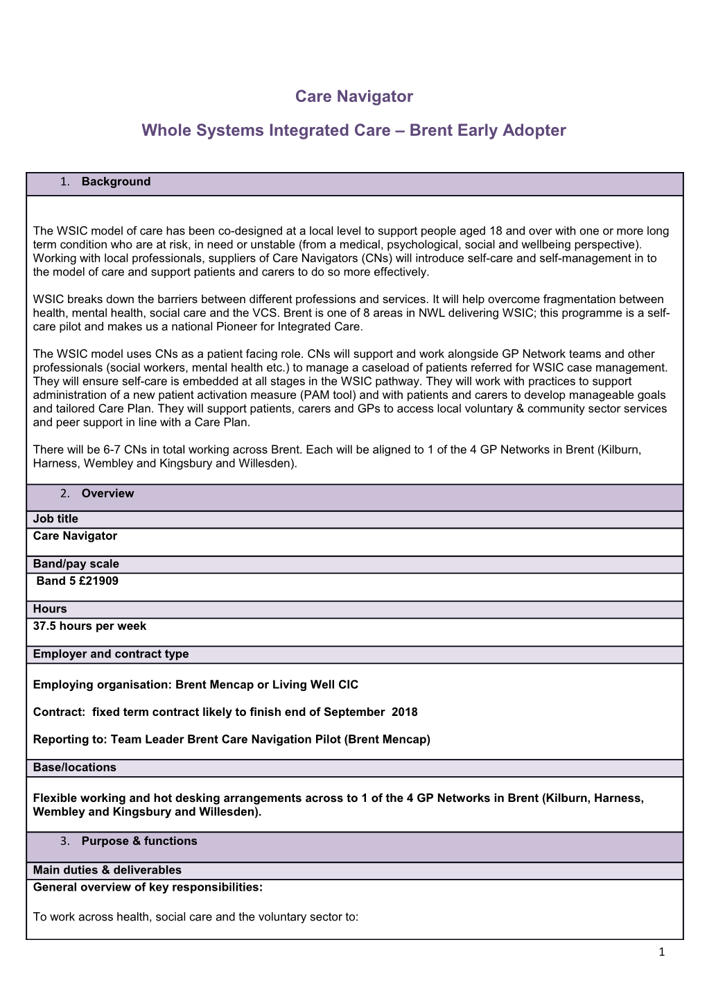 Whole Systems Integrated Care Brent Early Adopter