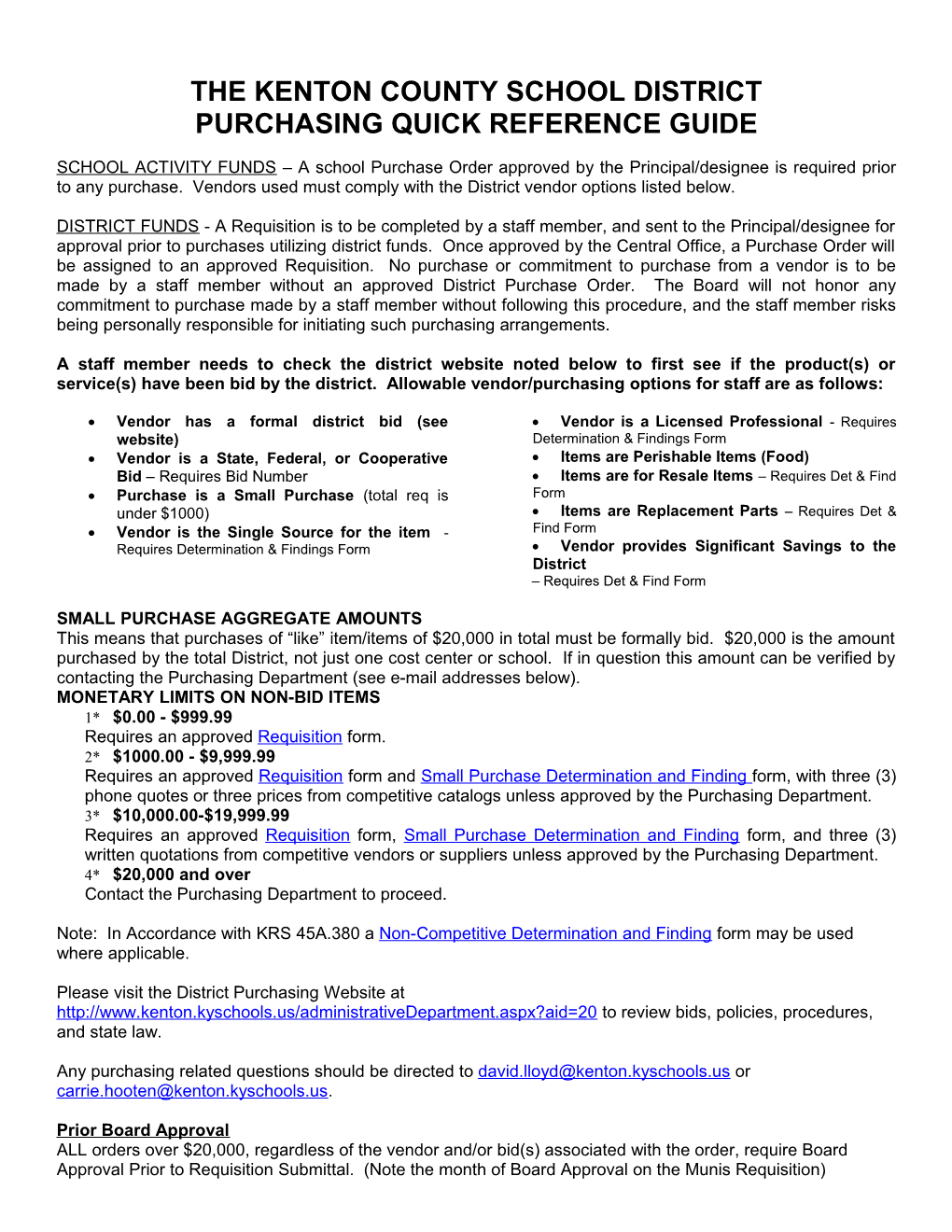 Purchasing Quick Reference Guide