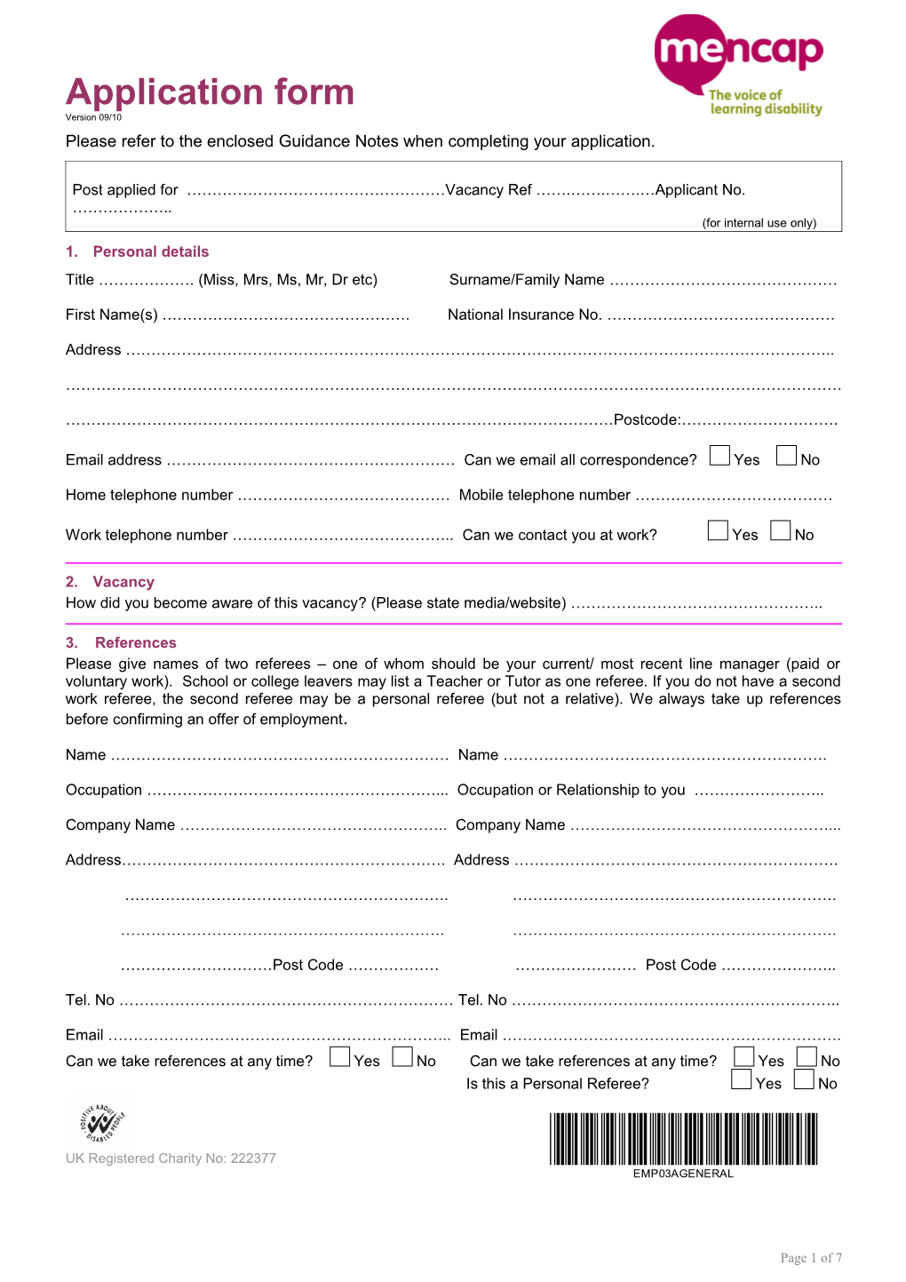 Manual Application Form