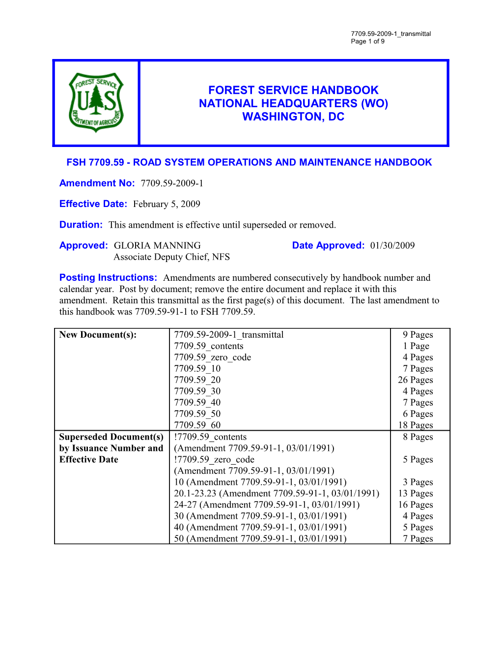 Fsh 7709.59-ROAD SYSTEM OPERATIONS and MAINTENANCE HANDBOOK