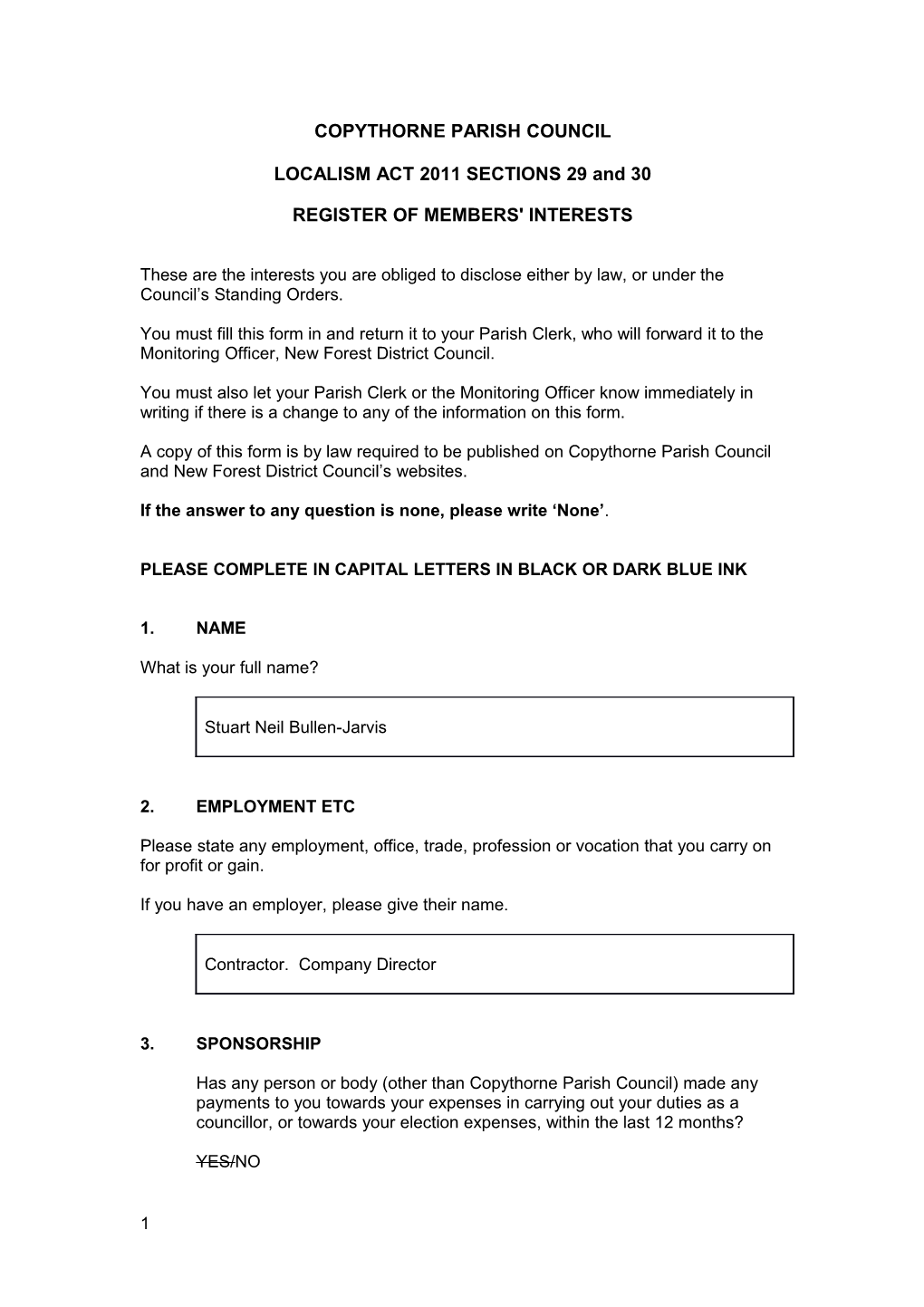 LOCALISM ACT 2011 SECTIONS 29 and 30