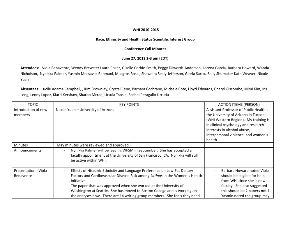 Race, Ethnicity and Health Status Scientific Interest Group