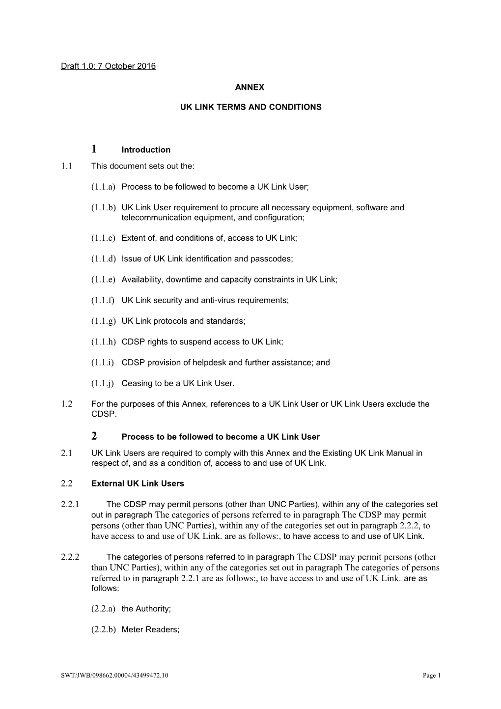 Uk Link Terms and Conditions