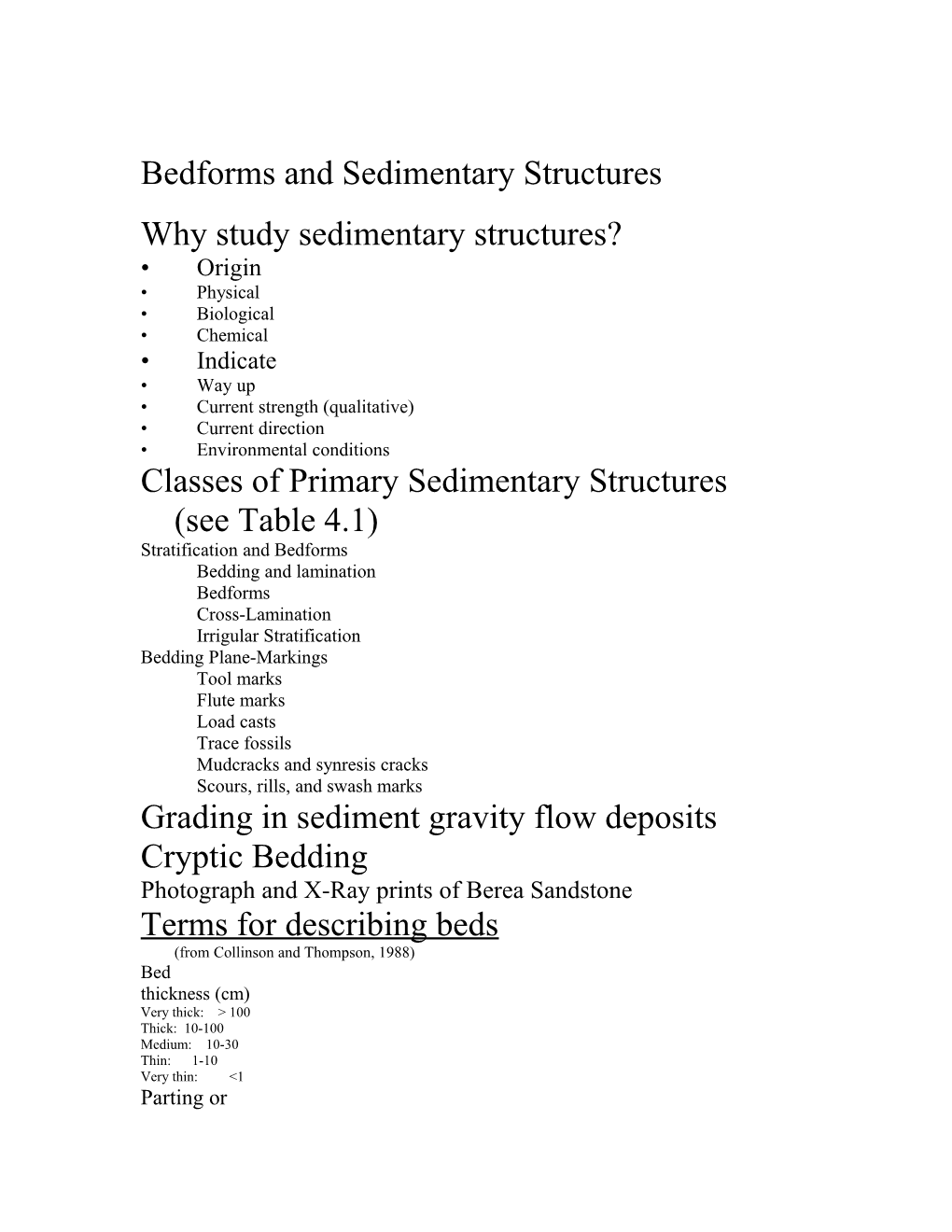 Bedforms and Sedimentary Structures