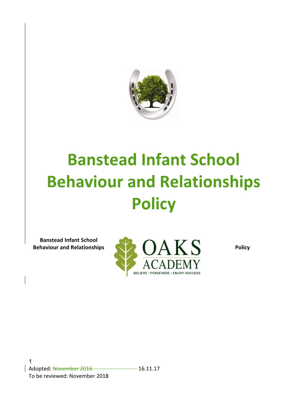 Behaviour and Relationships Policy