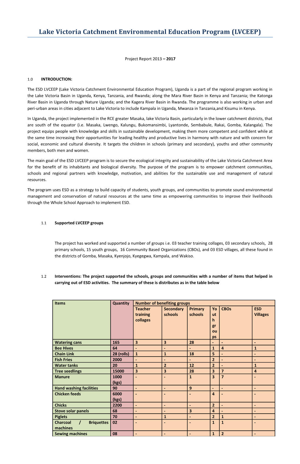 Lake Victoria Catchment Environmental Education Program (LVCEEP)