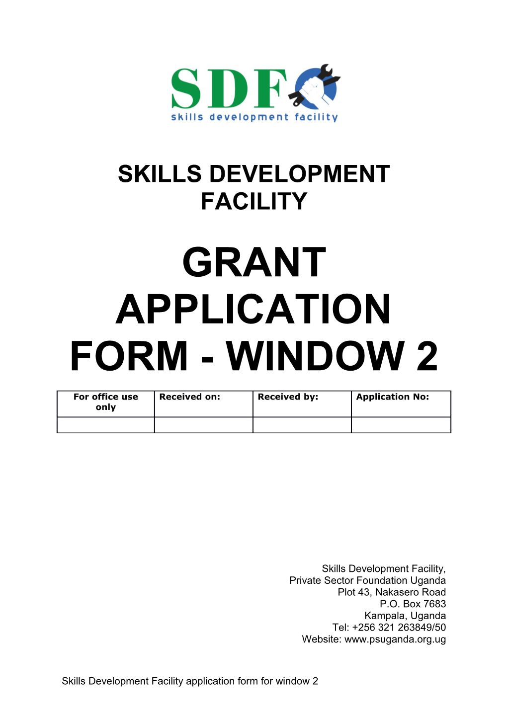 Grant Application Form - Window 2