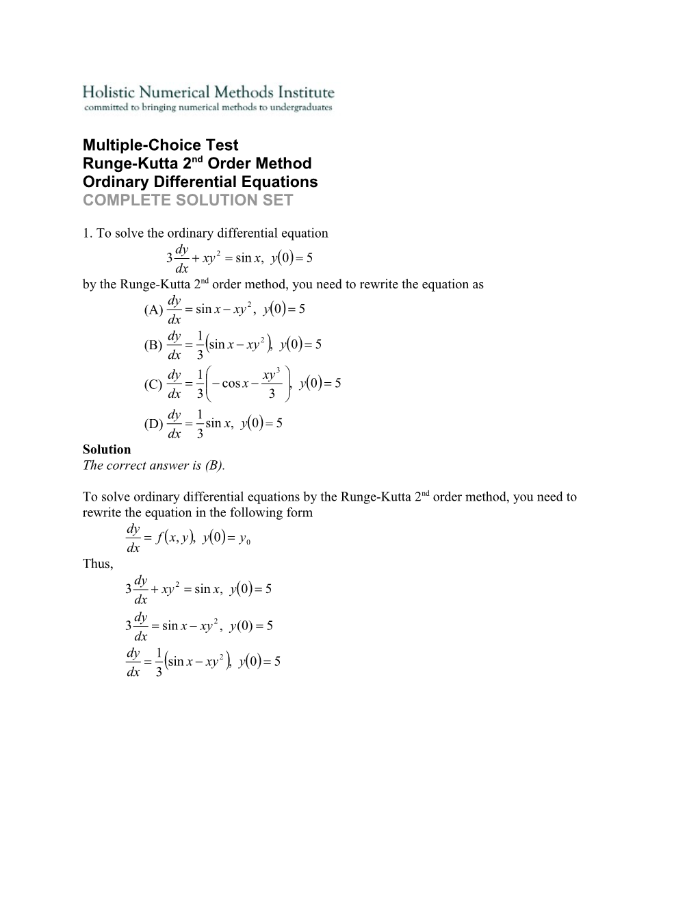 Runge-Kutta 2Nd Order Method