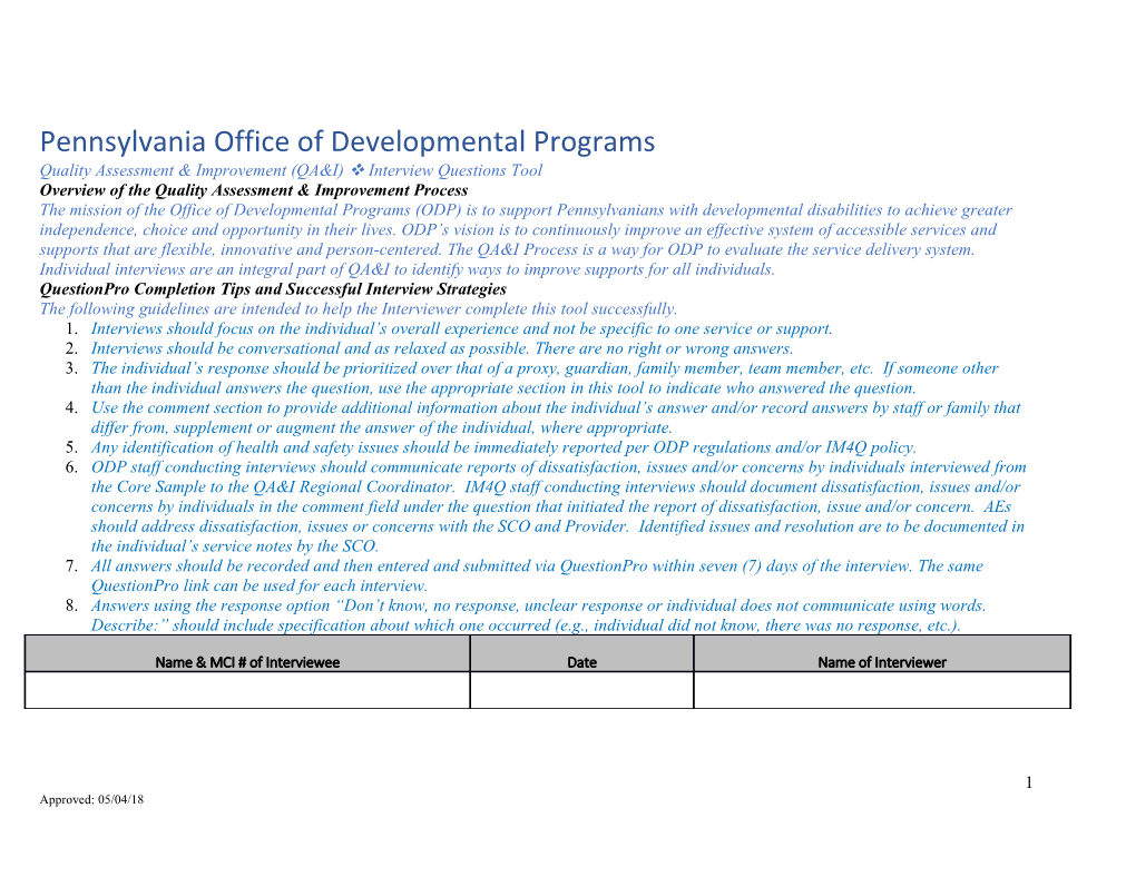 Pennsylvania Office of Developmental Programs