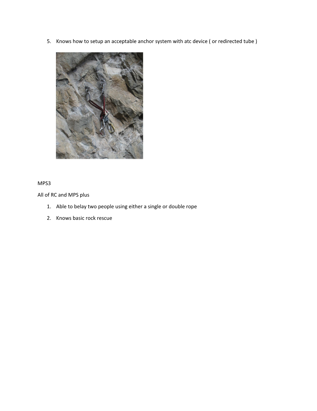Rock Climbing Competencies: Appended
