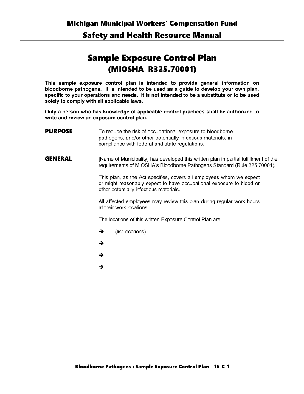 Sample Exposure Control Plan