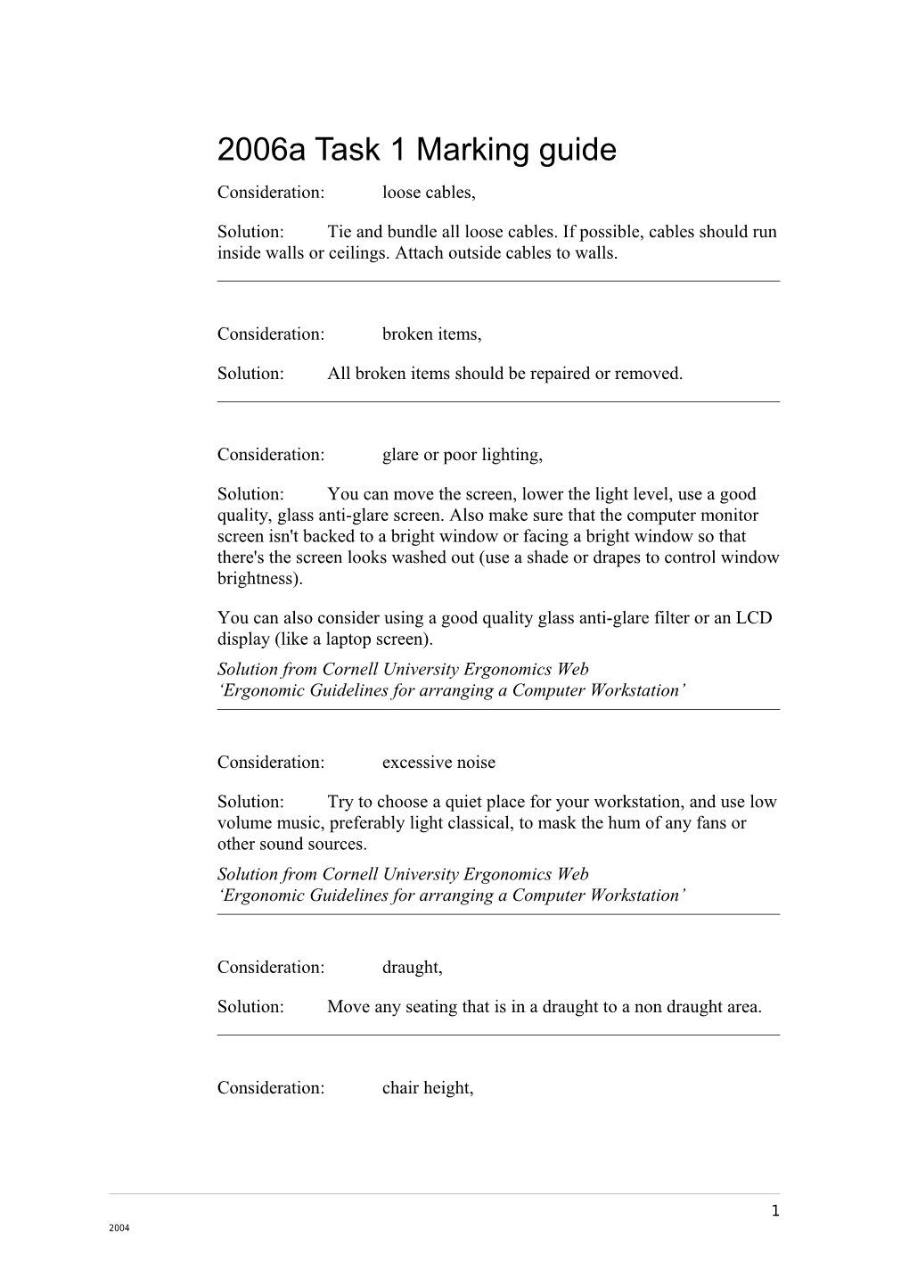 2006A Task 2 Marking Guide