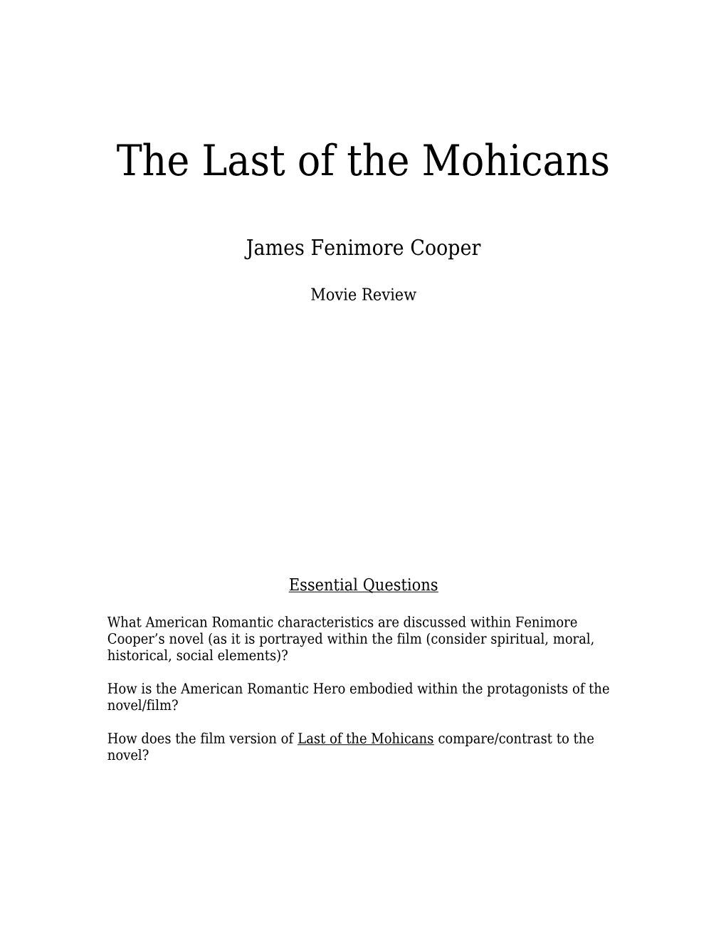 The Last of the Mohicans