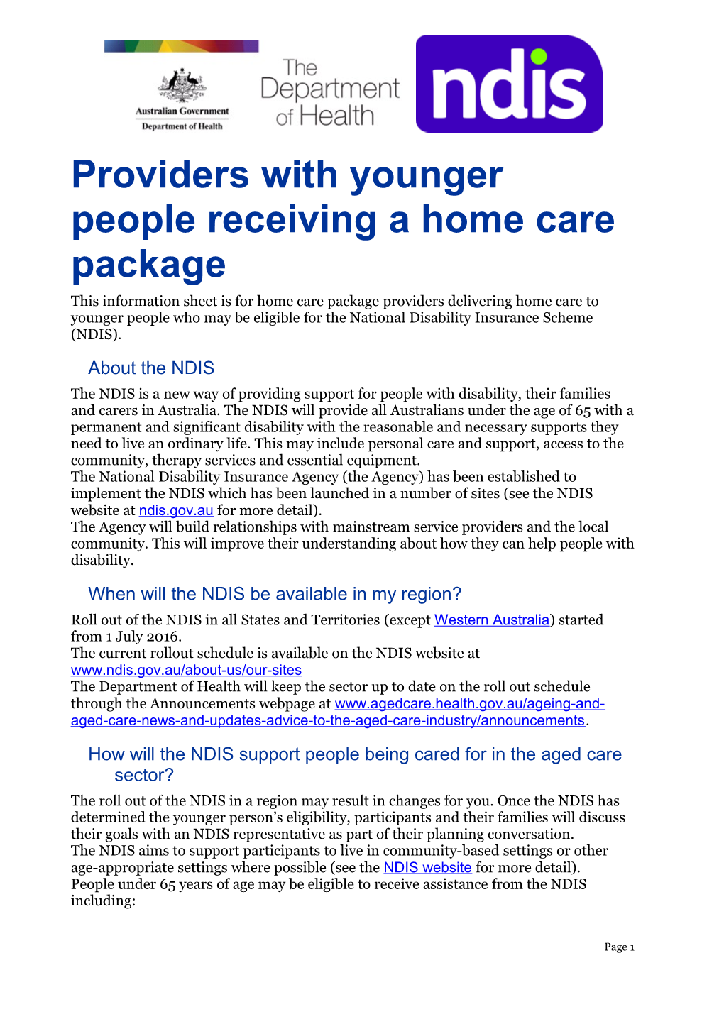 New Arrangements for Aged Care from 1 July 2014 Home Care