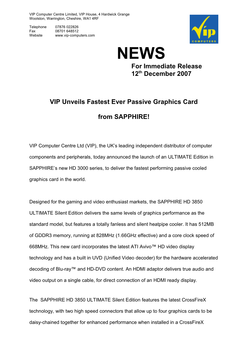 Vipunveilsfastest Ever Passive Graphics Card