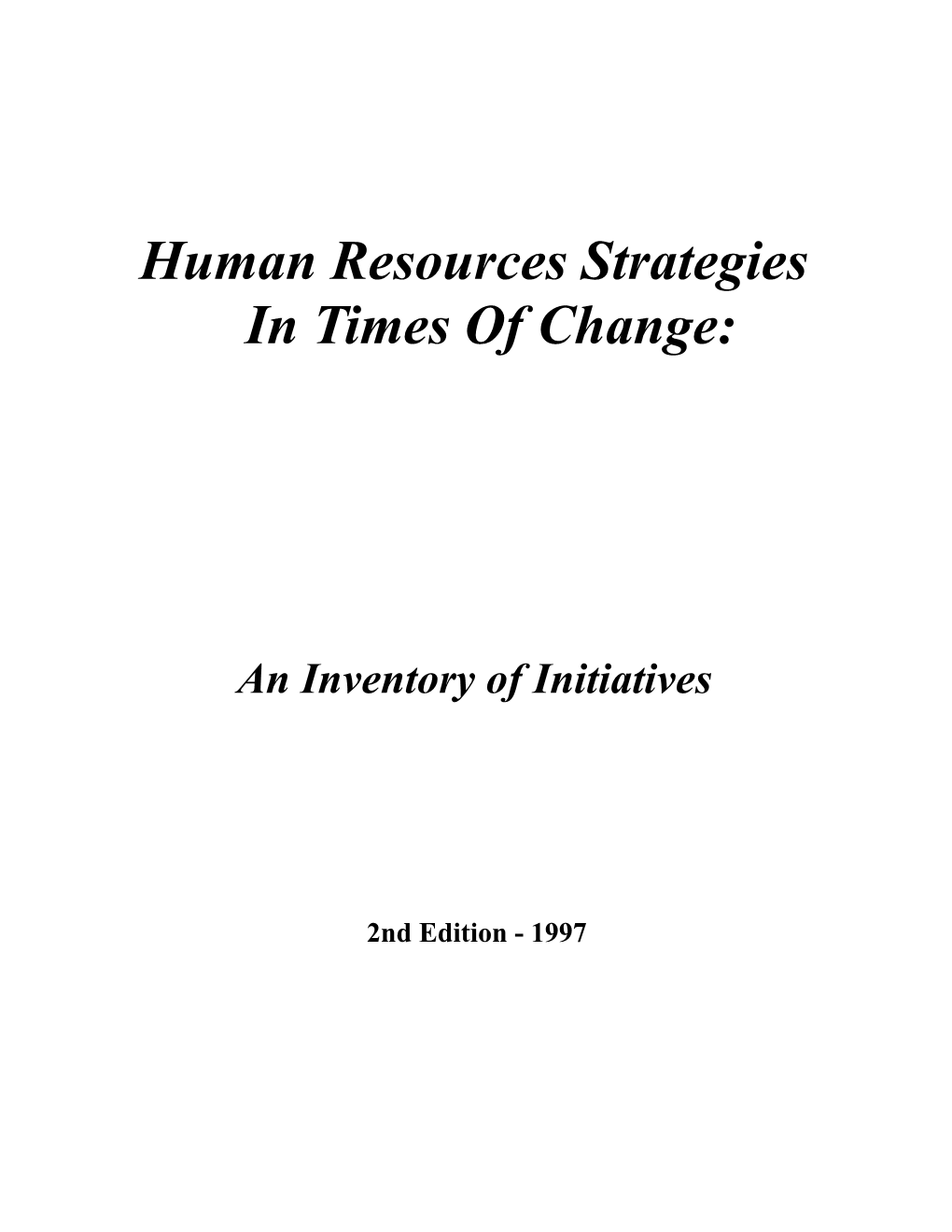 Human Resources Strategies in Times of Change