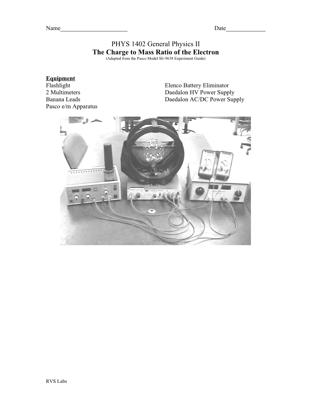 The Charge to Mass Ratio of the Electron