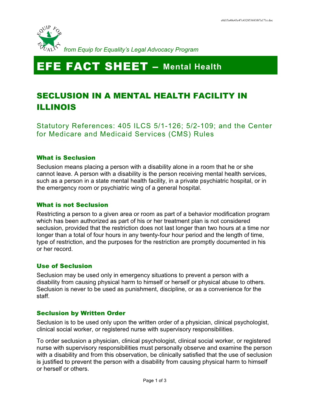 Fact Sheet Seclusion (Revised)