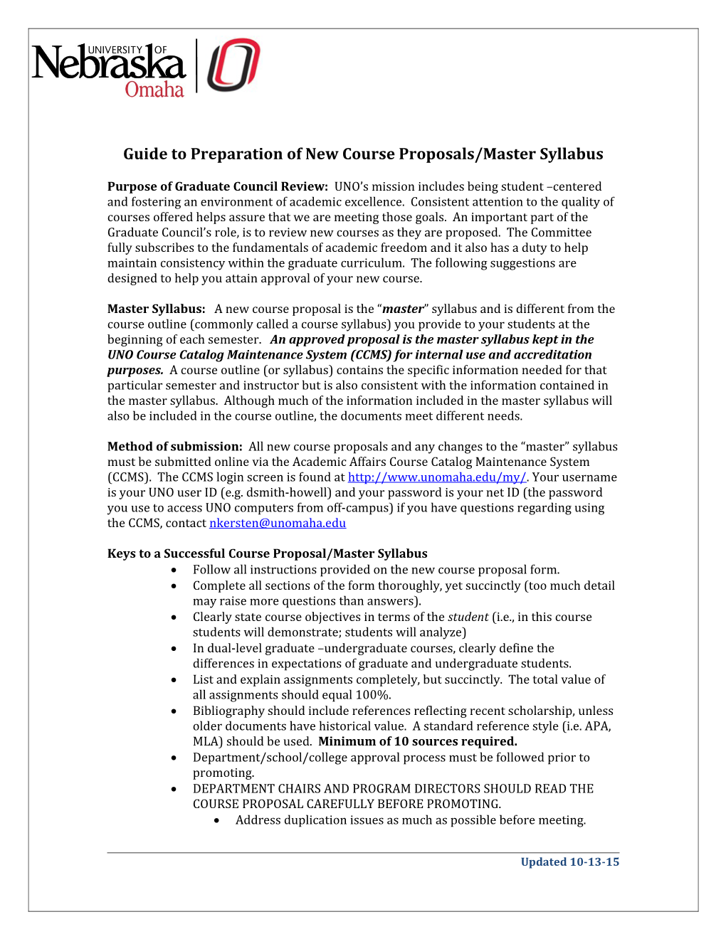 Guide to a Successful New Graduate Course Proposal