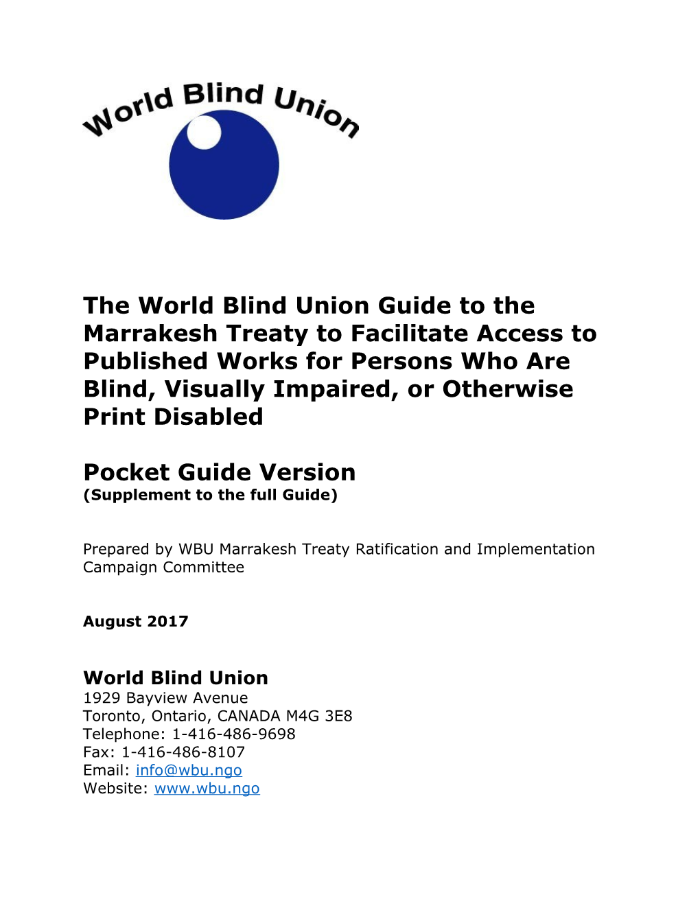 The World Blind Union Guide to The