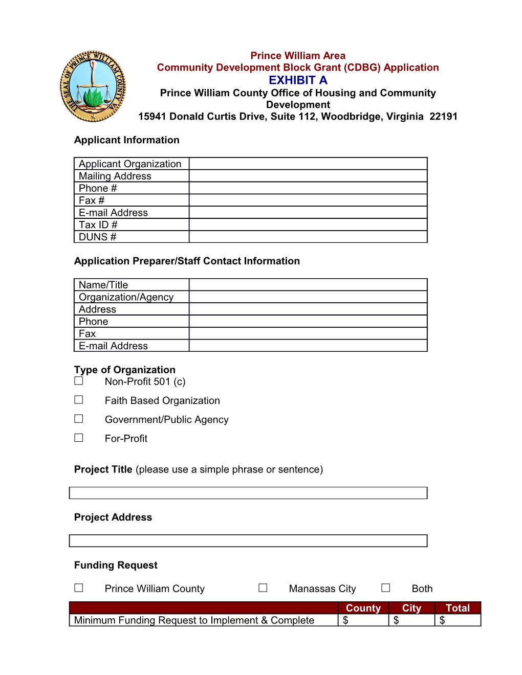 FY2018 CDBG Competitive Application