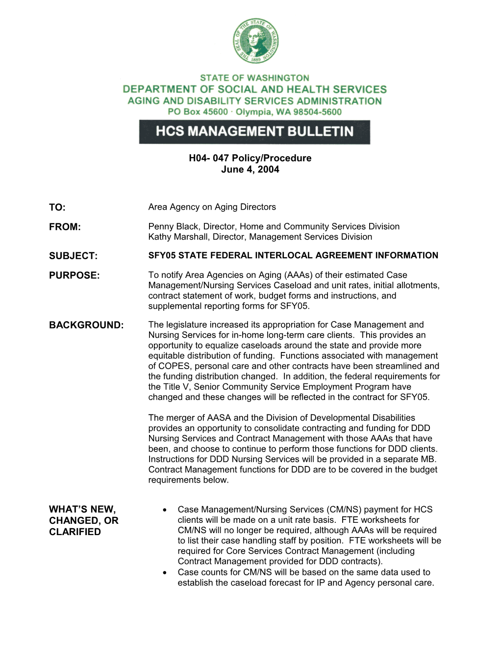 Sfy05 State Federal Interlocal Agreement Information