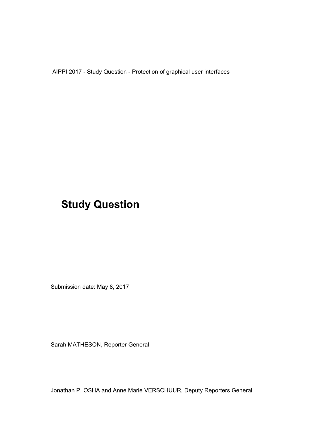 AIPPI 2017 - Study Question - Protection of Graphical User Interfaces