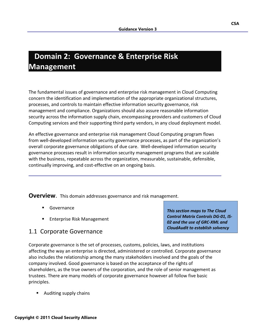 Domain 2: Governance & Enterprise Risk Management