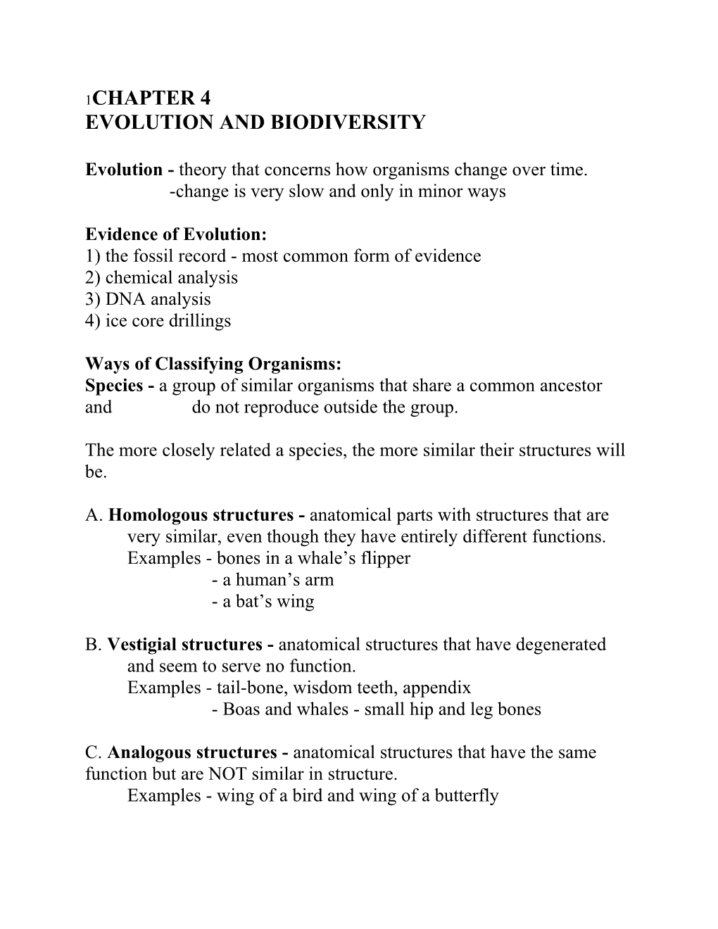 Evolution and Biodiversity