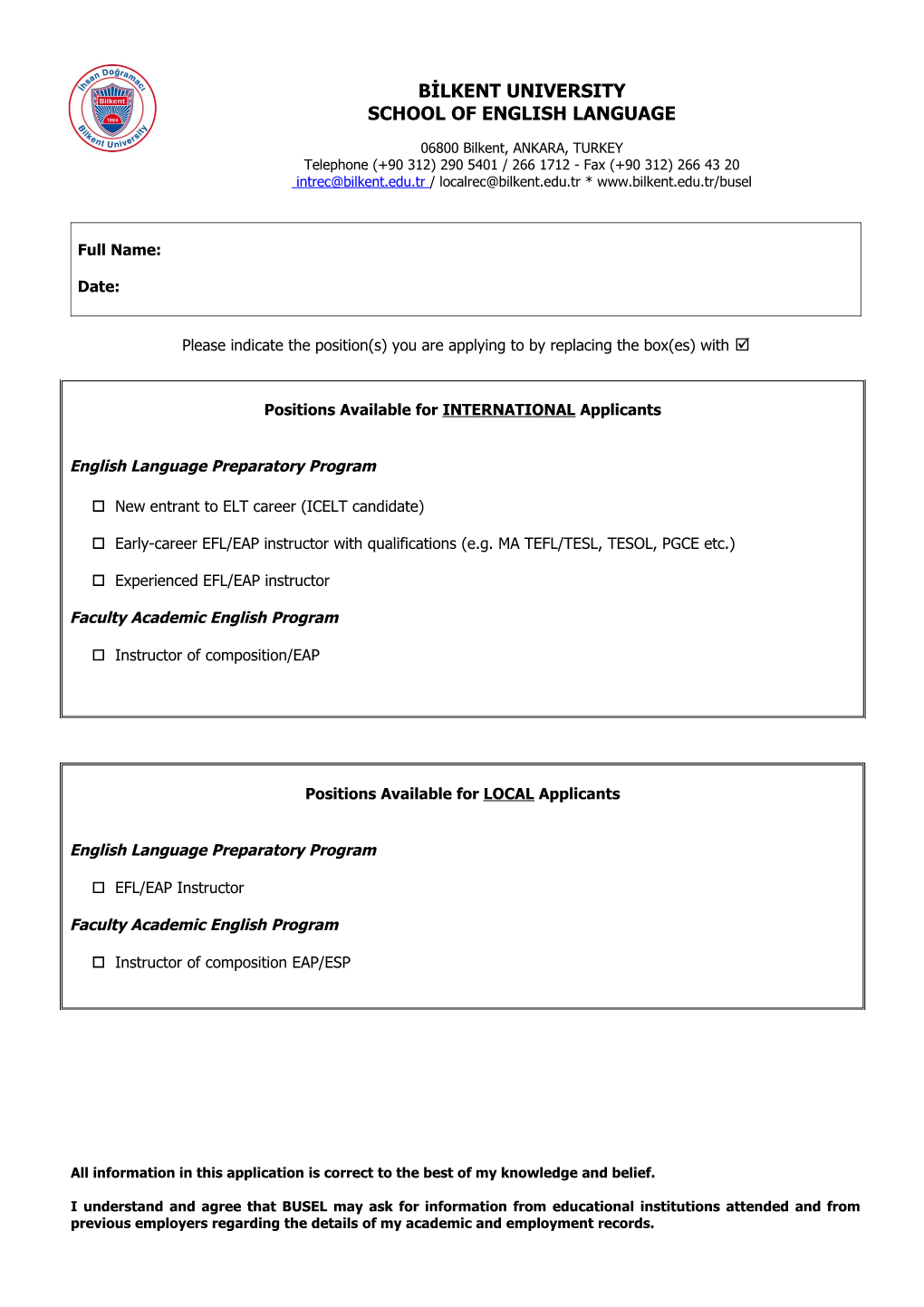 Please Indicate the Position(S) You Are Applying to by Replacing the Box(Es) With