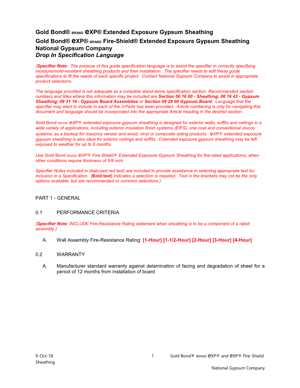 Gold Bond Brandexp Extended Exposure Gypsum Sheathing