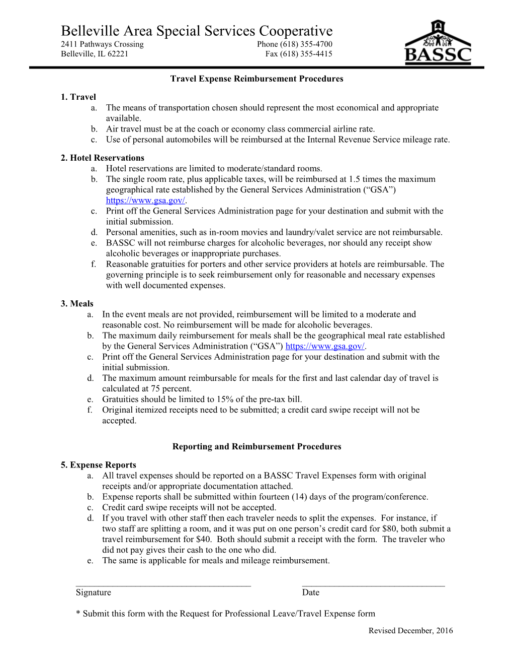 Travel Expense Reimbursement Procedures