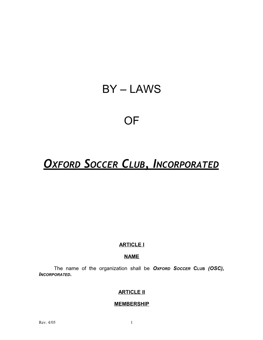 Oxford Soccer Club, Incorporated