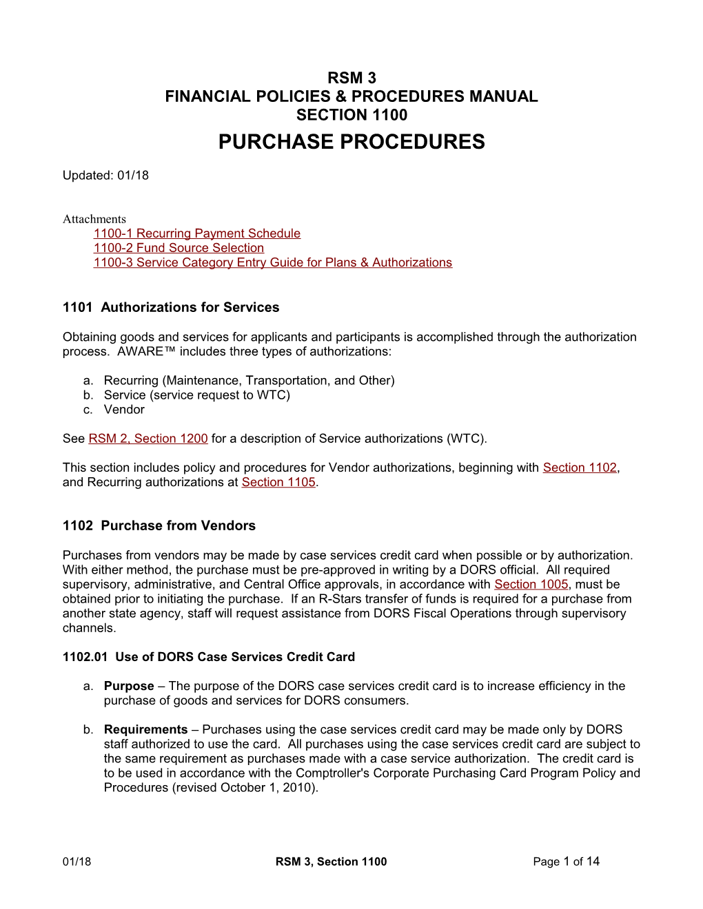 RSM 3, Section 1100: Purchase Procedures