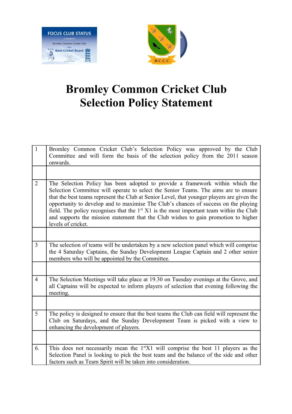 Bromley Common Cricket Club