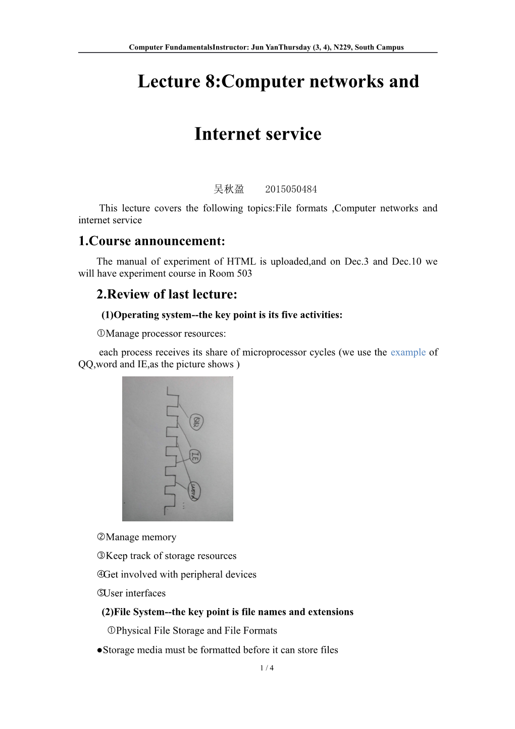 Lecture 8:Computer Networks and Internet Service