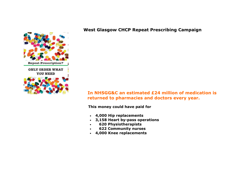 West Glasgow CHCP Repeat Prescribing Campaign