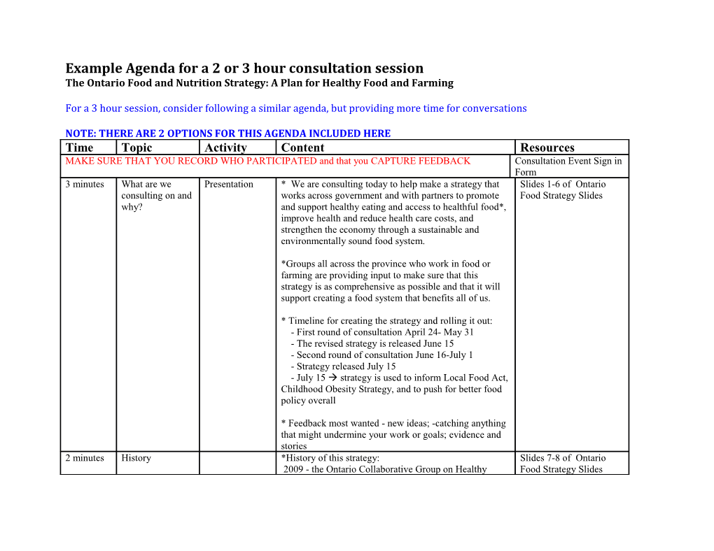 Example Agenda for a 2Or 3 Hourconsultation Session