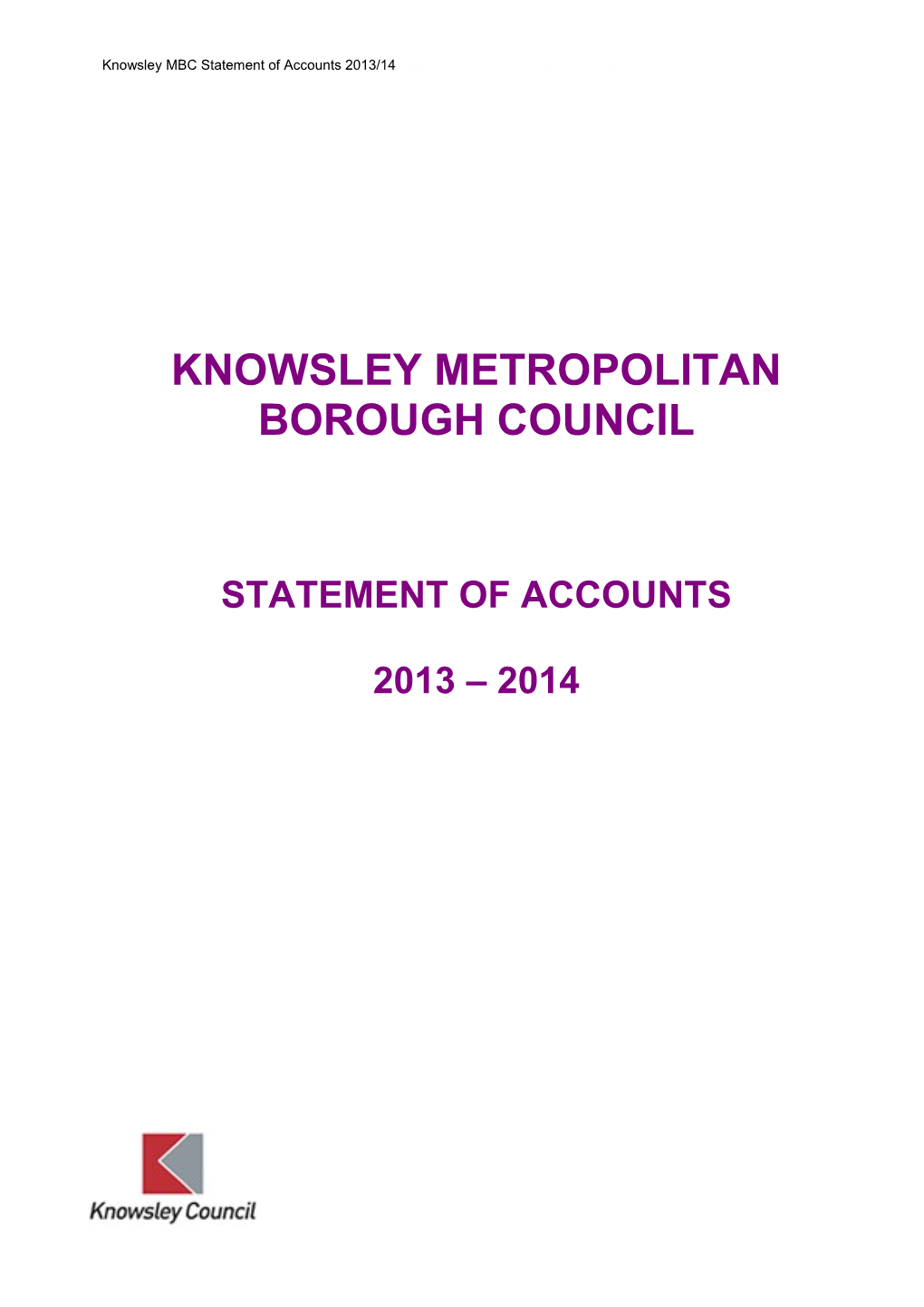 Knowsley MBC Statement of Accounts 2013/14