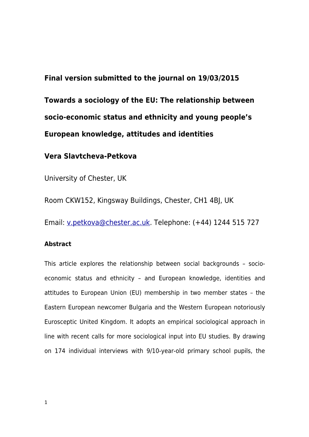 Final Version Submitted to the Journal on 19/03/2015