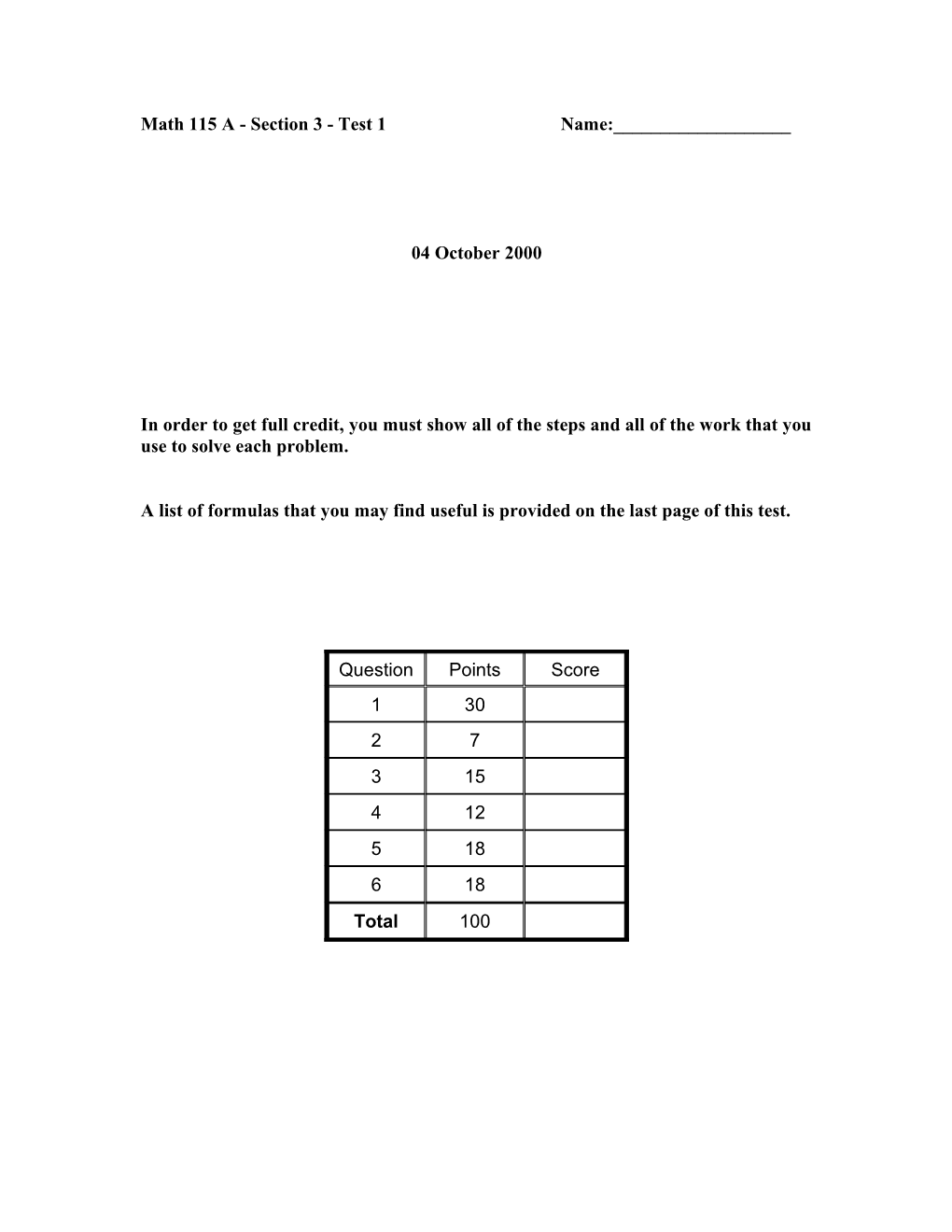 Math 115 a - Section 3 - Test 1
