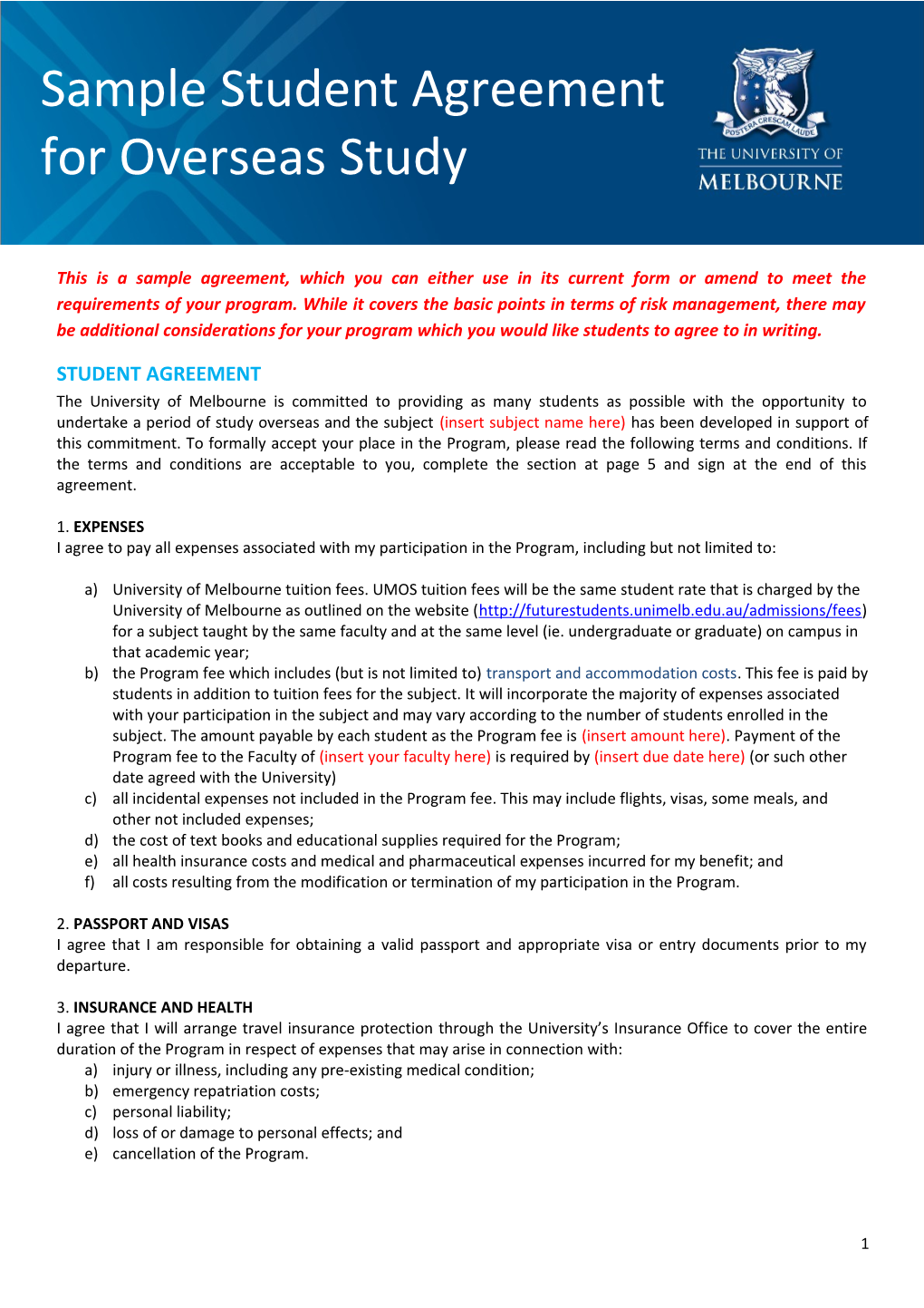 Student Agreement