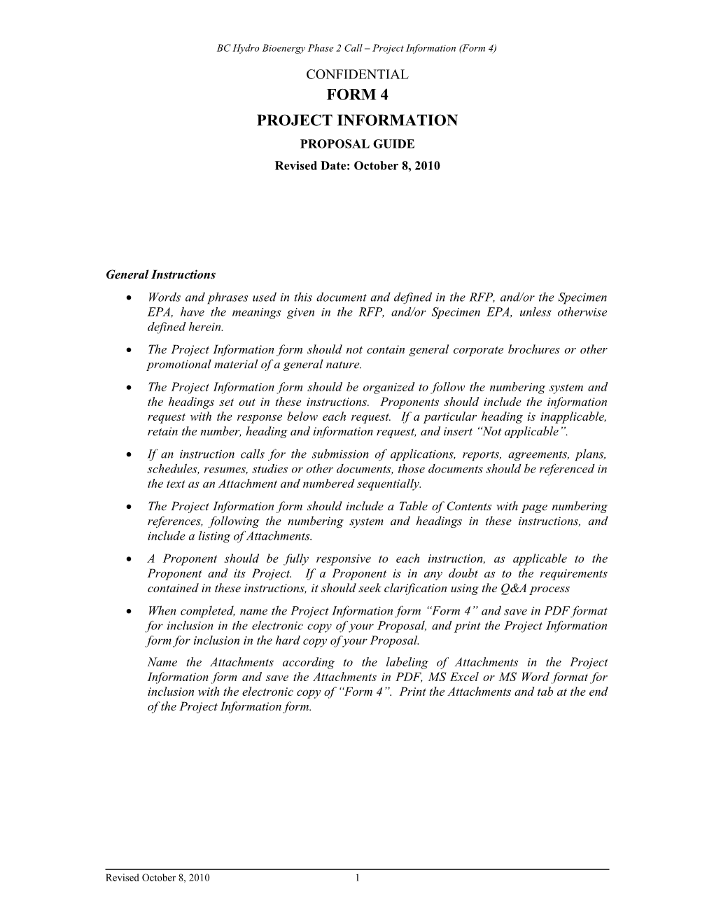 Project Information (Form 4)