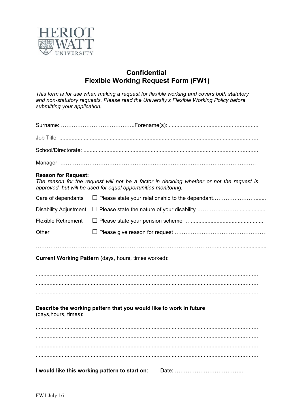 Flexible Working Request Form(FW1)