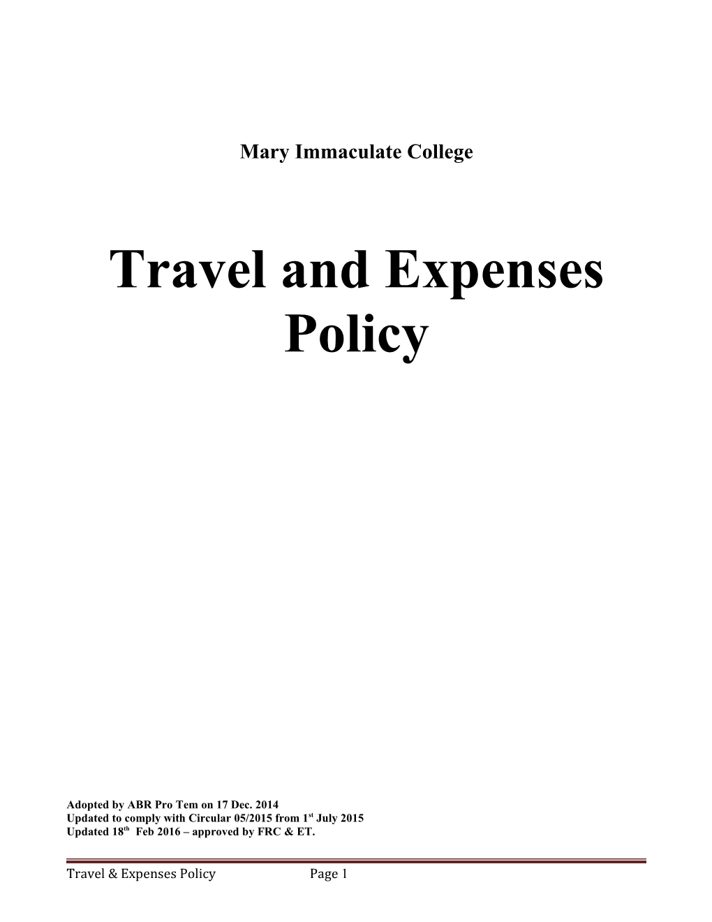 Travel and Expenses Policy
