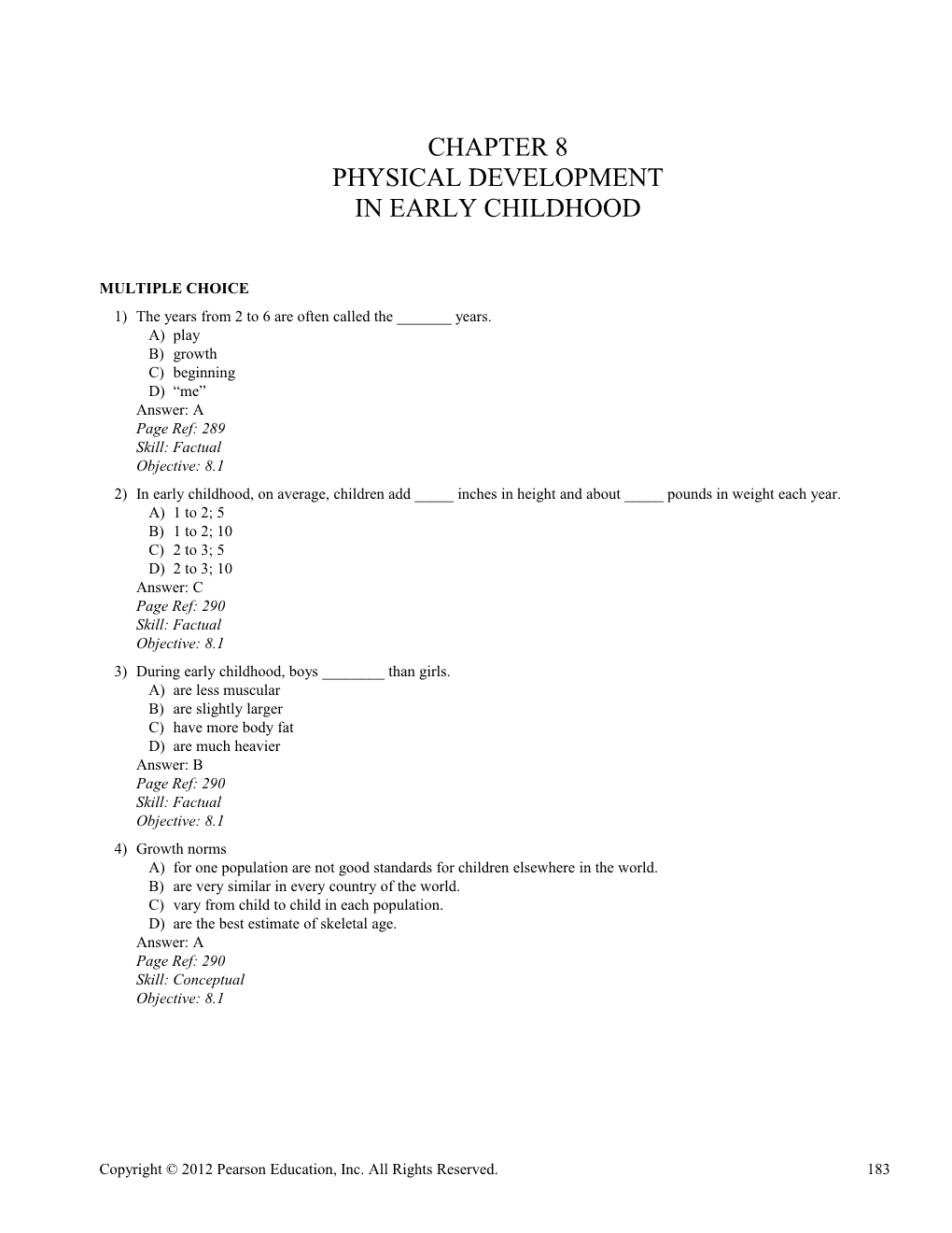 Chapter 8 Physical Development in Early Childhood