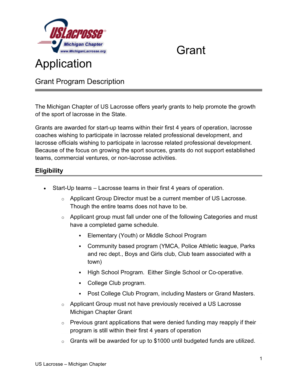 Grant Program Description