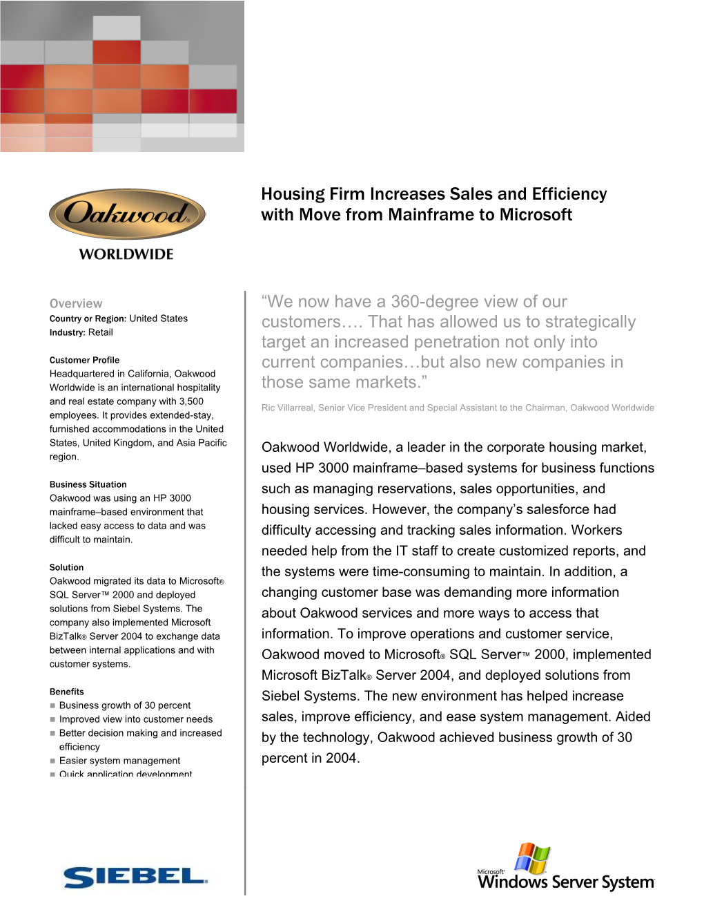 Housing Firm Increases Sales and Efficiency with Move from Mainframe to Microsoft