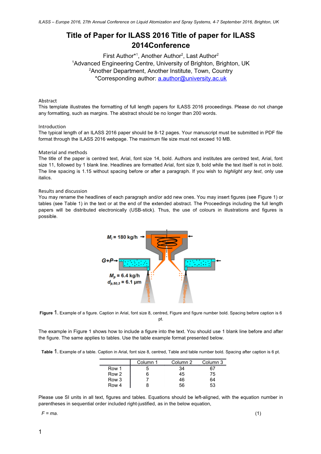 Title of Paper for ILASS 2016Title of Paper for ILASS 2014 Conference